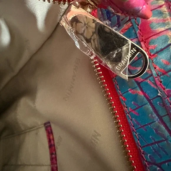 Rare Brahmin Ezra Croc Embossed Leather Tote in Rainbow Fish - Picture 9 of 11